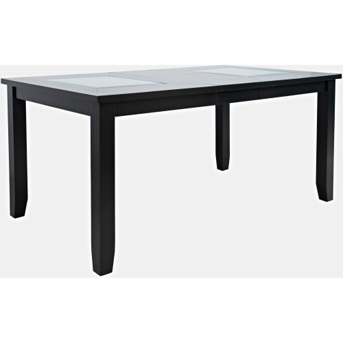 Urban Icon 66" Extension Dining Table in Black w/ Glass Inlay